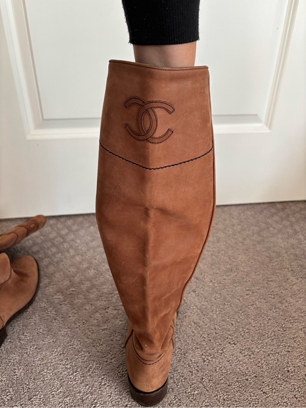 Authentic Chanel  Cognac Brown Over-the-Knee riding Boots - Picture 5 of 7
